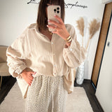 CHEMISE GAZE DE COTON BEIGE AXELLE - La Petite Somptueuse