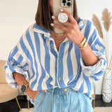 CHEMISE GAZE DE COTON RAYE BLEU ET BLANC - La Petite Somptueuse
