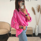CHEMISE GAZE DE COTON RAYE ROSE ET ROUGE - La Petite Somptueuse