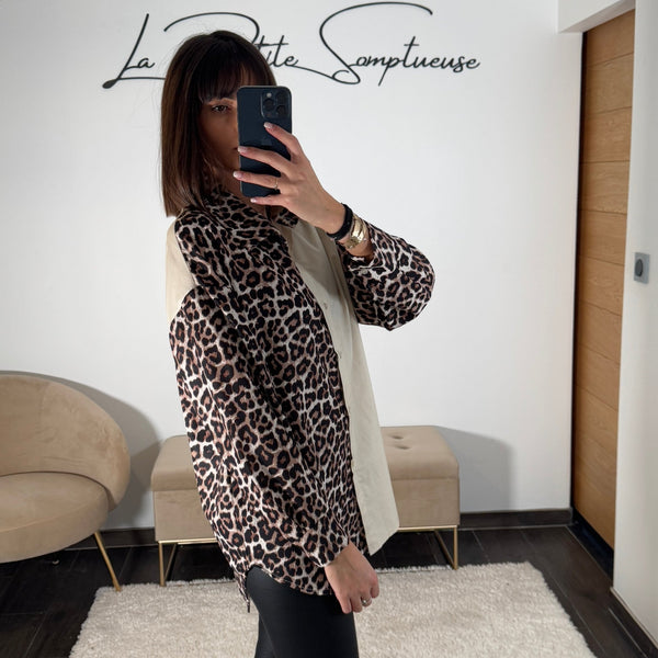 CHEMISE LEOPARD ET BEIGE TRECY - La Petite Somptueuse