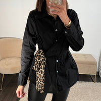 CHEMISE NOIR NOUEE LEOPARD HELLY - La Petite Somptueuse