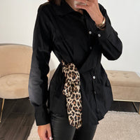 CHEMISE NOIR NOUEE LEOPARD HELLY - La Petite Somptueuse
