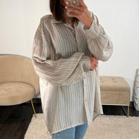 CHEMISE RAYEE BEIGE VIKKIE - La Petite Somptueuse