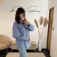 CHEMISE RAYEE BLEU SMILEY - La Petite Somptueuse