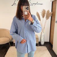 CHEMISE RAYEE BLEU SMILEY - La Petite Somptueuse