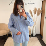 CHEMISE RAYEE BLEU SMILEY - La Petite Somptueuse
