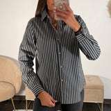 CHEMISE RAYEE GRISE SANA - La Petite Somptueuse