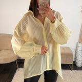 CHEMISE RAYEE JAUNE VIKKIE - La Petite Somptueuse