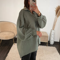 CHEMISE RAYEE KAKI VIKKIE - La Petite Somptueuse