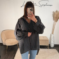 CHEMISE RAYEE NOIR VIKKIE - La Petite Somptueuse