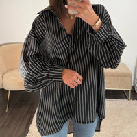 CHEMISE RAYEE NOIR VIKKIE - La Petite Somptueuse