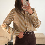 CHEMISE RAYEE TAUPE SANA - La Petite Somptueuse