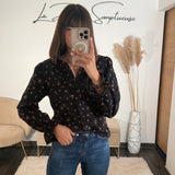 CHEMISE VELOURS FLEURI BLACKY - La Petite Somptueuse