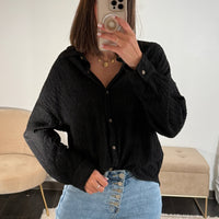 CHEMISIER FROISSE NOIR CLAUDIO - La Petite Somptueuse