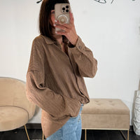 CHEMISIER FROISSE TAUPE CLAUDIO - La Petite Somptueuse