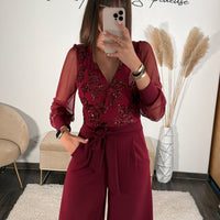 COMBINAISON BORDEAUX RUBY - La Petite Somptueuse