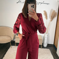 COMBINAISON BORDEAUX SEQUINS LAURE - La Petite Somptueuse