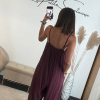 COMBINAISON BRODEE BORDEAUX NAIA - La Petite Somptueuse