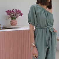 COMBINAISON GAZE DE COTON KAKI DAISY - La Petite Somptueuse