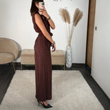 COMBINAISON MARRON/CUIVRE PAILLETE GLAMY - La Petite Somptueuse