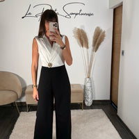 COMBINAISON NOIRE ET BLANCHE THELIA - La Petite Somptueuse