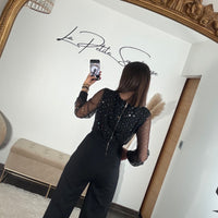 COMBINAISON NOIRE PAILLETTES ELOISE - La Petite Somptueuse