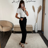 COMBINAISON PANTALON NOIRE ET BLANCHE JAZZ - La Petite Somptueuse