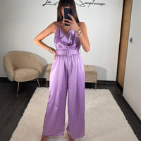 COMBINAISON SATIN LILAS LOLA - La Petite Somptueuse