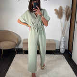 COMBINAISON VERT SAUGE LISA - La Petite Somptueuse