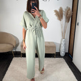 COMBINAISON VERT SAUGE LISA - La Petite Somptueuse