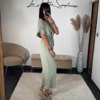 COMBINAISON VERT SAUGE LISA - La Petite Somptueuse