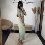 COMBINAISON VERT SAUGE LISA - La Petite Somptueuse