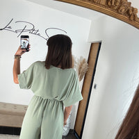 COMBINAISON VERT SAUGE LISA - La Petite Somptueuse