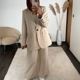 ENSEMBLE BLAZER + PANTALON BEIGE LENY - La Petite Somptueuse