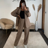 ENSEMBLE BLAZER + PANTALON BEIGE LEO - La Petite Somptueuse