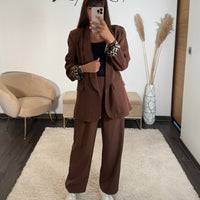ENSEMBLE BLAZER + PANTALON CHOCO LEO - La Petite Somptueuse