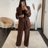 ENSEMBLE BLAZER + PANTALON CHOCO LEO - La Petite Somptueuse