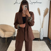 ENSEMBLE BLAZER + PANTALON CHOCO LEO - La Petite Somptueuse