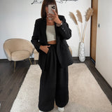 ENSEMBLE BLAZER + PANTALON NOIR LENY - La Petite Somptueuse