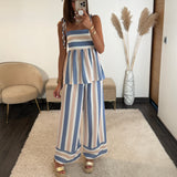 ENSEMBLE BLEU ET BEIGE SUNY - La Petite Somptueuse