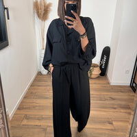 ENSEMBLE CHEMISE + PANTALON NOIR PATY - La Petite Somptueuse