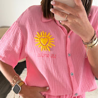 ENSEMBLE GAZE DE COTON ROSE SOLEIL - La Petite Somptueuse