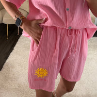 ENSEMBLE GAZE DE COTON ROSE SOLEIL - La Petite Somptueuse