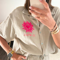 ENSEMBLE GAZE DE COTON TAUPE SOLEIL - La Petite Somptueuse