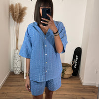 ENSEMBLE HAUT + SHORT BLEU GONA - La Petite Somptueuse