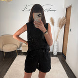ENSEMBLE PAILLETE NOIR NOURA - La Petite Somptueuse