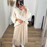 ENSEMBLE PULL + ROBE TULLE BEIGE - La Petite Somptueuse