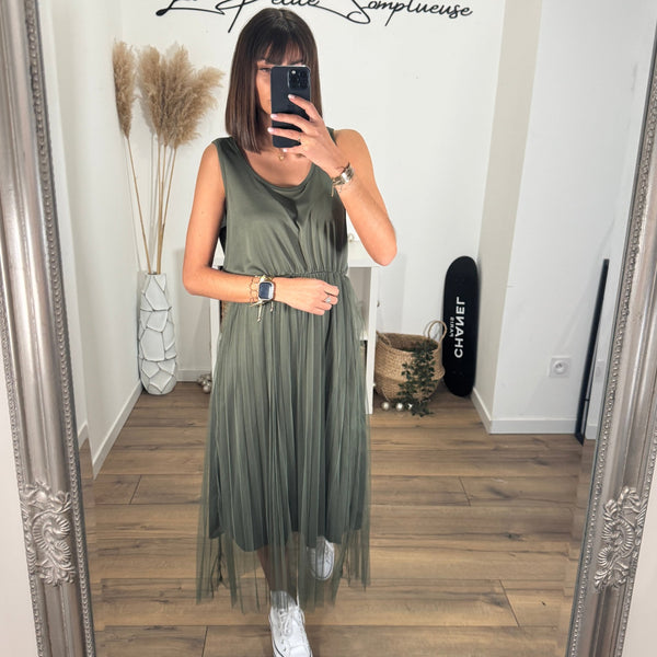 ENSEMBLE PULL + ROBE TULLE KAKI - La Petite Somptueuse