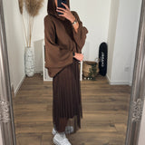 ENSEMBLE PULL + ROBE TULLE MARRON - La Petite Somptueuse