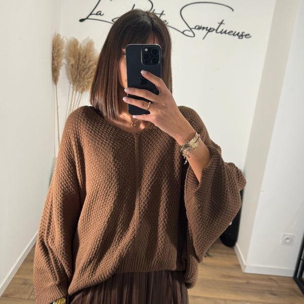 ENSEMBLE PULL + ROBE TULLE MARRON - La Petite Somptueuse